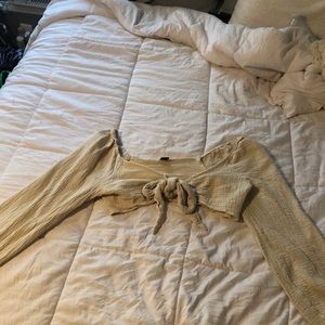 long sleeved, cropped top, dress shirt